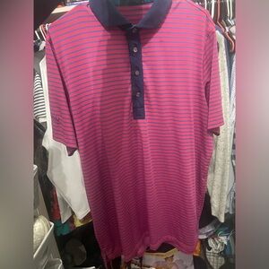 Striped Polo Shirt - Pink and Navy
